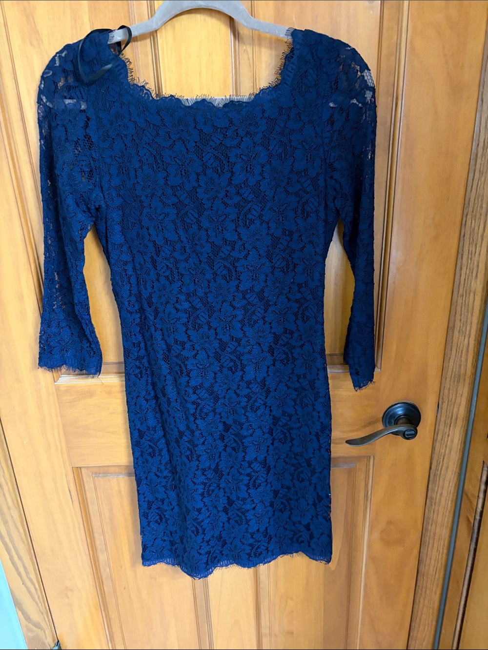 Iconic Diane Von Furstenberg Lace Zarita Dress Midnight Navy" colorway.